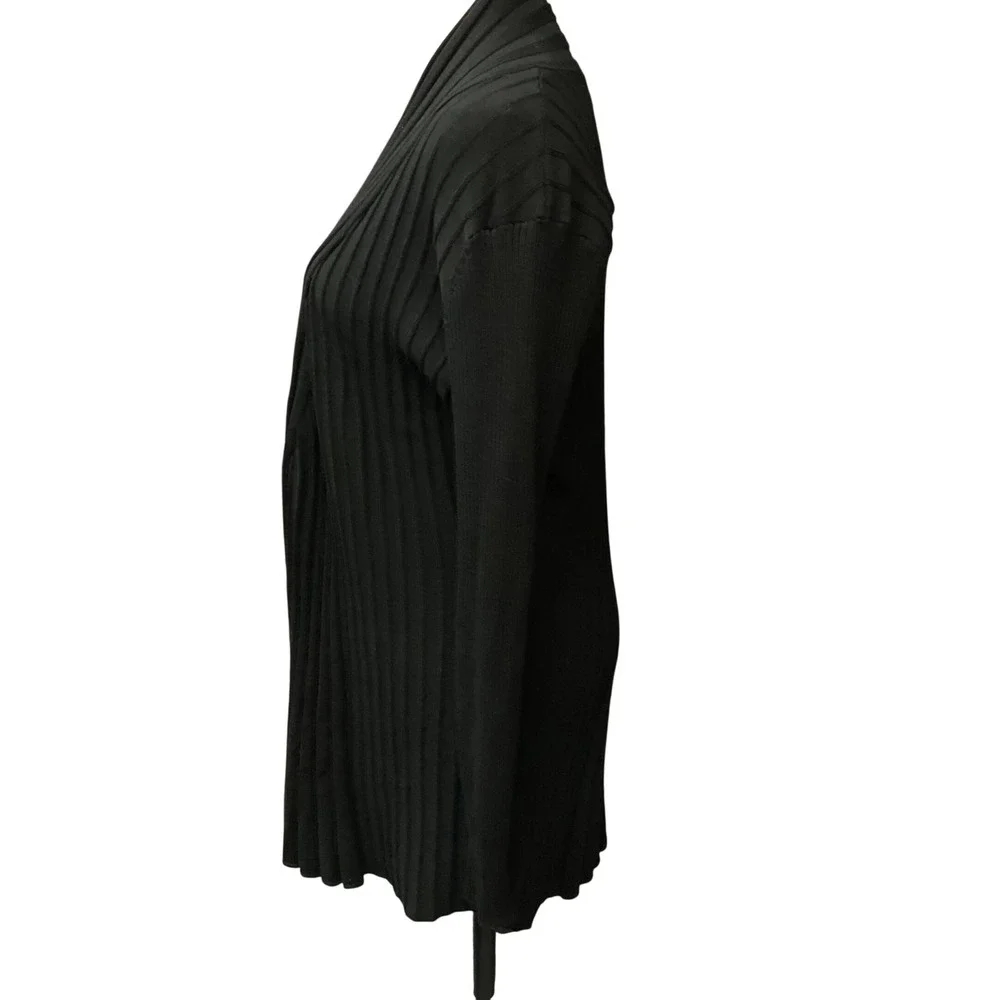 BIRCH NY Women's Ribbed Long Sleeve Open-Front Cardigan Black Size Medium‎ NWT